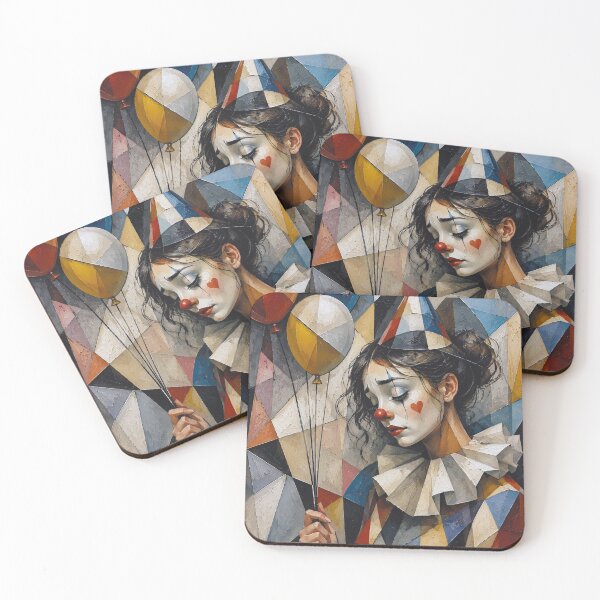 Item preview, Sad Clown with balloons painting. designed and sold by GalleryKauffeld.