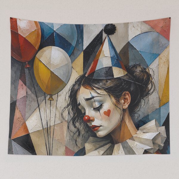 Item preview, Sad Clown with balloons painting. designed and sold by GalleryKauffeld.