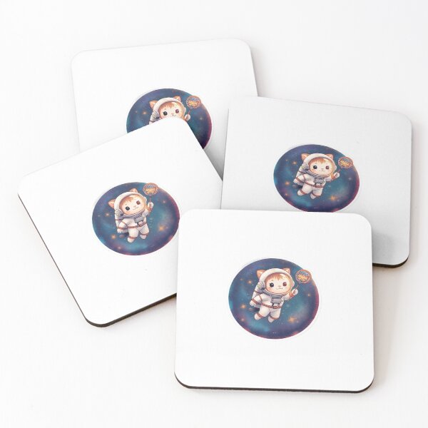 Item preview, Cute Cat Astronaut Catching Cosmic Butterfly Space Sticker Art designed and sold by ByKayaPrints.