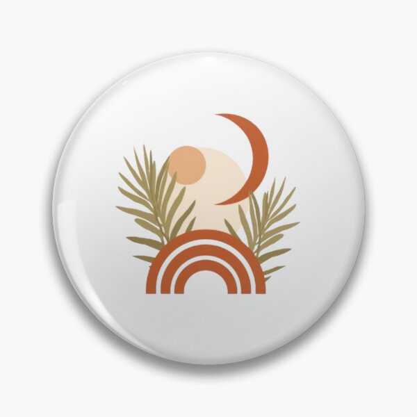 Item preview, Boho Terracotta Sun Crescent Moon Tropical Leaves Minimalist Art designed and sold by ByKayaPrints.