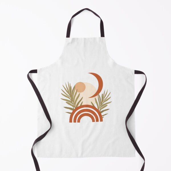 Item preview, Boho Terracotta Sun Crescent Moon Tropical Leaves Minimalist Art designed and sold by ByKayaPrints.