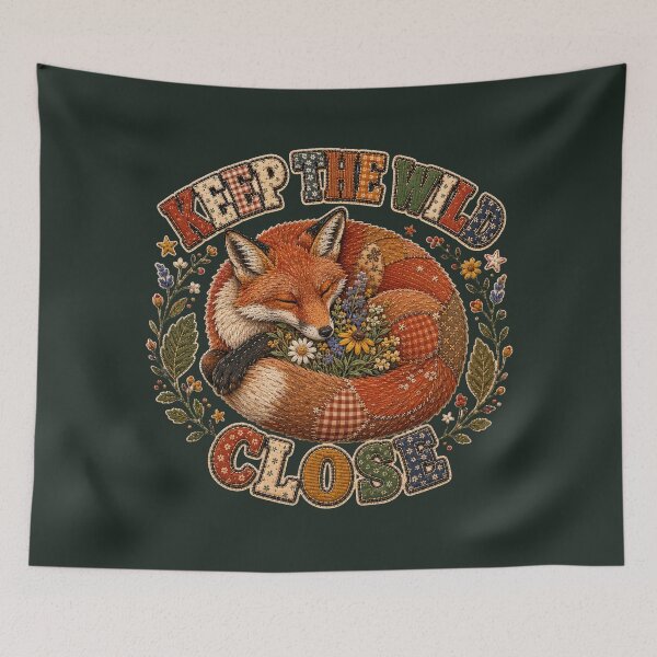Item preview, Sleeping Patchwork Fox - Keep the Wild Close designed and sold by PitsFusion.