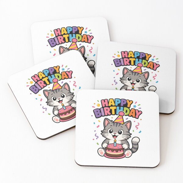 Item preview, Happy Birthday cat designed and sold by DailyQuestPrint.