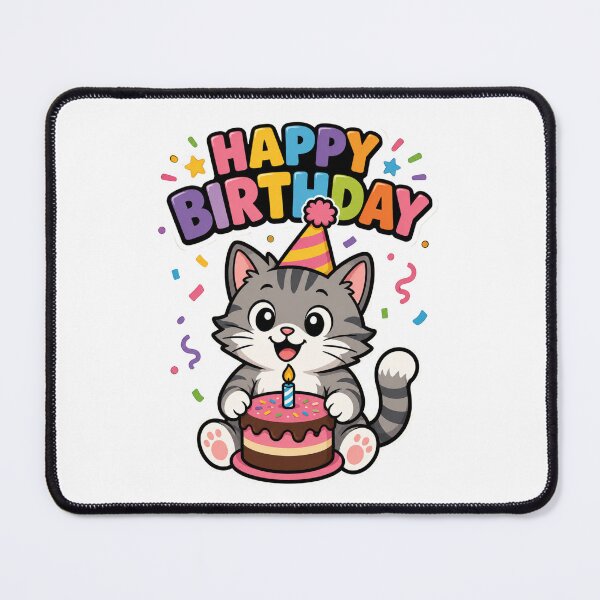 Item preview, Happy Birthday cat designed and sold by DailyQuestPrint.