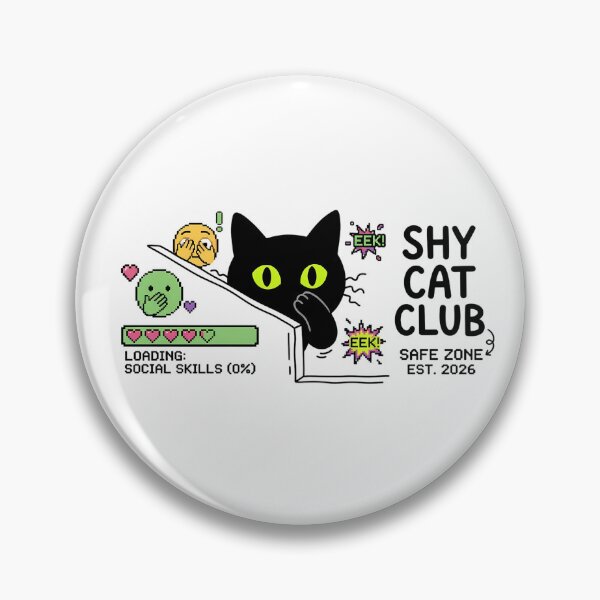 Item preview, Shy Cat Club Social Skills 0 Percent Retro Pixel Art Black Cat Meme Sticker designed and sold by crazyhome.