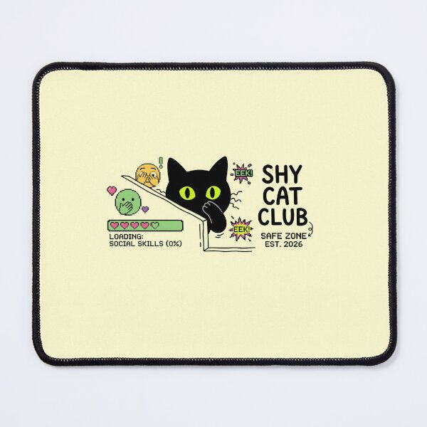 Item preview, Shy Cat Club Social Skills 0 Percent Retro Pixel Art Black Cat Meme Sticker designed and sold by crazyhome.