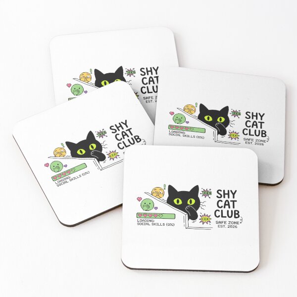 Item preview, Shy Cat Club Social Skills 0 Percent Retro Pixel Art Black Cat Meme Sticker designed and sold by crazyhome.