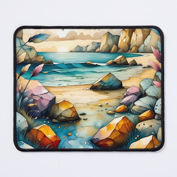 Item preview, Watercolor painting of coastal beach designed and sold by Chi261.