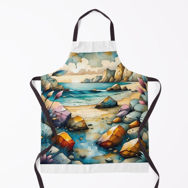 Item preview, Watercolor painting of coastal beach designed and sold by Chi261.