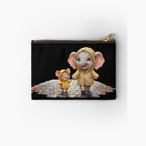 Item preview, Cute Elephant and Mouse Walking in Rain Autumn Raincoat Art designed and sold by BonnieGlam13.