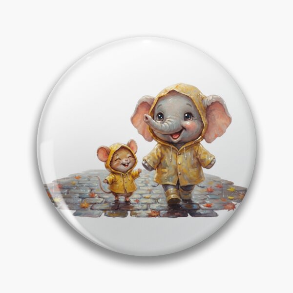 Item preview, Cute Elephant and Mouse Walking in Rain Autumn Raincoat Art designed and sold by BonnieGlam13.