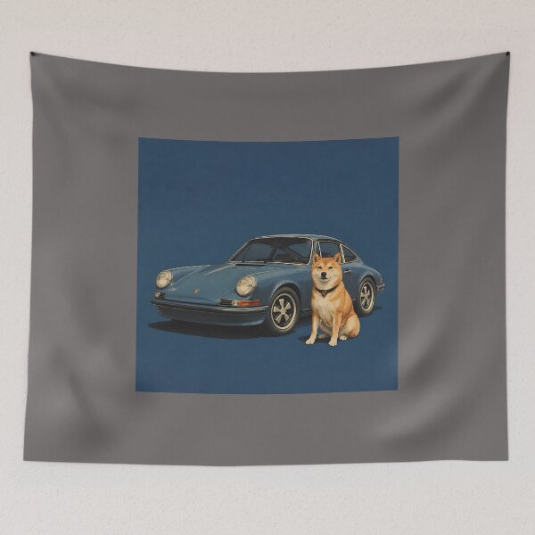 Item preview, Classic Ride, Loyal Companion – Shiba & Vintage Sports Car designed and sold by ManggaeJM.
