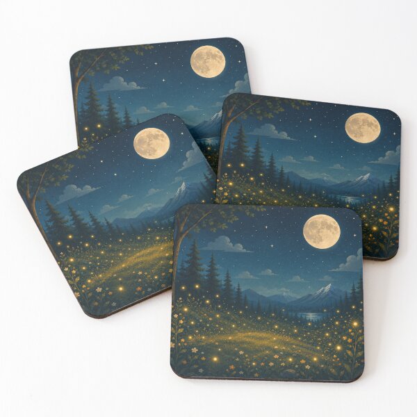 Item preview, Valley of the Constellations – Fantasy Night Landscape | Nature Illustration designed and sold by Goodthingstree.