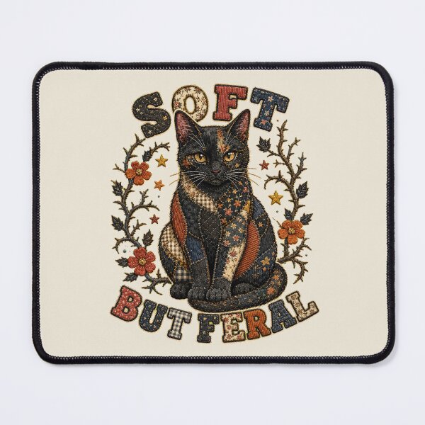 Item preview, Patchwork Black Cat - Soft but Feral designed and sold by PitsFusion.