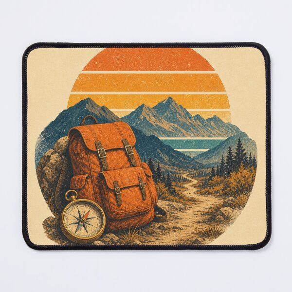 Item preview, Backpack and compass – Offline outdoor design designed and sold by Sunset Syndicate.