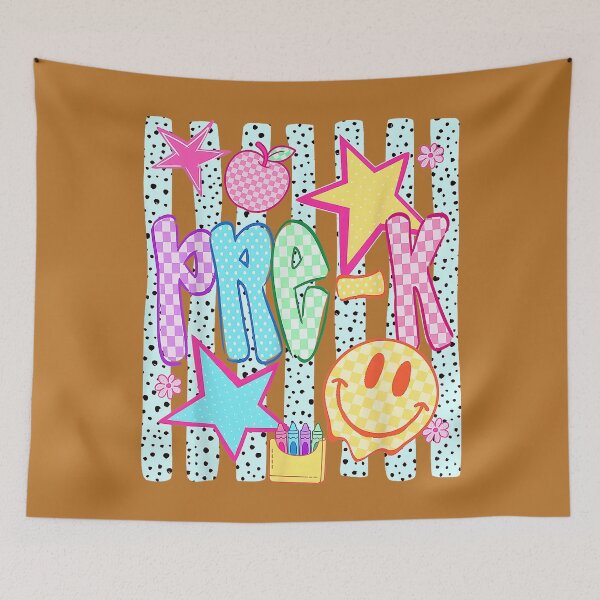Item preview, Back to School Colorful Pre K Checkered Girl Teacher designed and sold by mjohnson9.