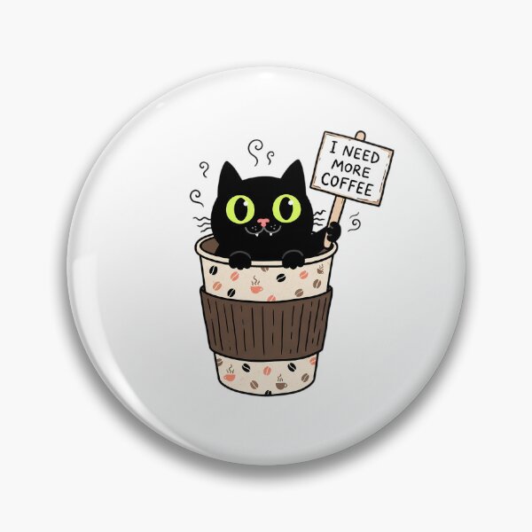 Item preview, I Need Coffee Black Cat In Coffee Cup Funny Caffeine Addict Sticker designed and sold by crazyhome.