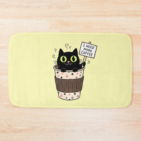 Item preview, I Need Coffee Black Cat In Coffee Cup Funny Caffeine Addict Sticker designed and sold by crazyhome.