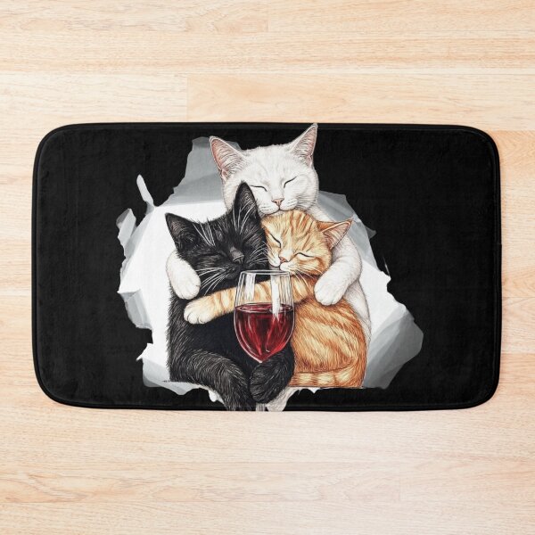 Item preview, Three Cuddling Cats with Wine - Best Friends Forever designed and sold by BULAIR89.