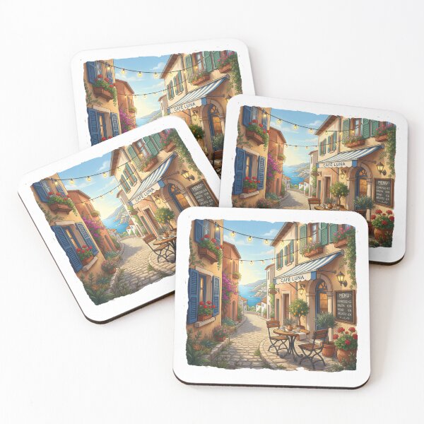 Item preview, Café Luna Coastal Street | Mediterranean Alley Art designed and sold by WonderWaresGifts.
