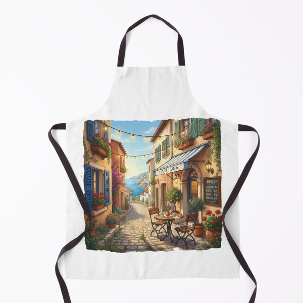 Item preview, Café Luna Coastal Street | Mediterranean Alley Art designed and sold by WonderWaresGifts.