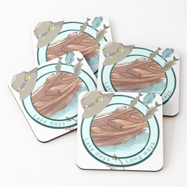 Item preview, Lake Days Long Ways Fishing Boat Vintage Turquoise Badge | Coastal Lake Life Retro T-Shirt designed and sold by Daily Mood Studio.