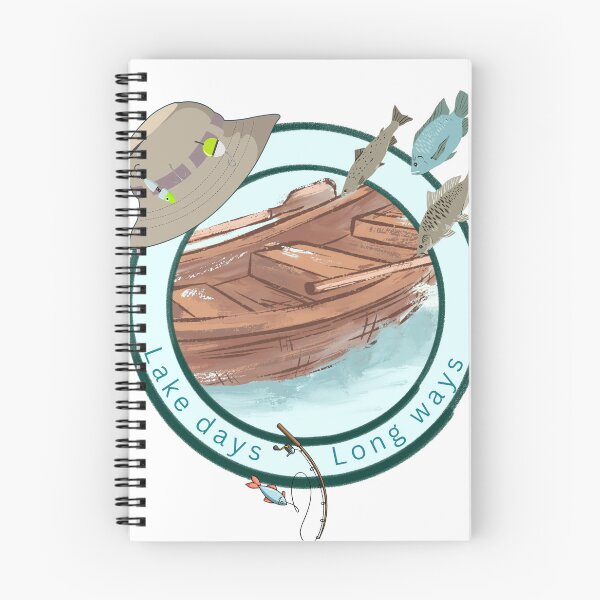Item preview, Lake Days Long Ways Fishing Boat Vintage Turquoise Badge | Coastal Lake Life Retro T-Shirt designed and sold by Daily Mood Studio.