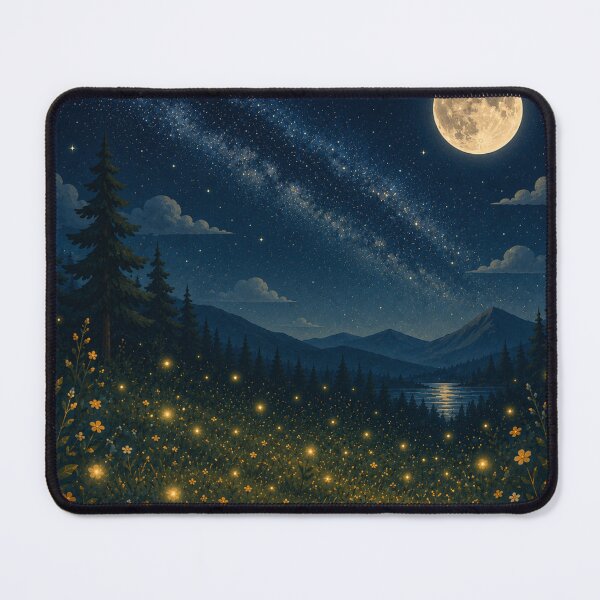 Item preview, Firefly Meadow Under the Moon – Fantasy Nightscape designed and sold by Goodthingstree.