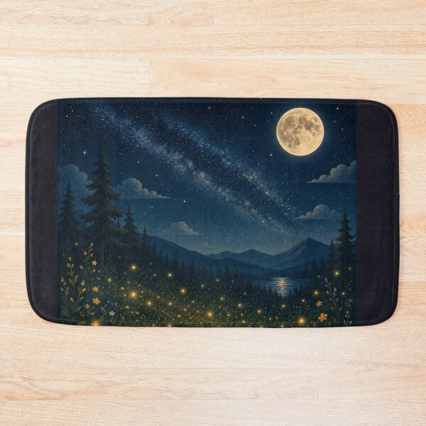 Item preview, Firefly Meadow Under the Moon – Fantasy Nightscape designed and sold by Goodthingstree.