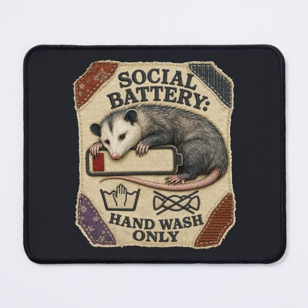 Item preview, Social Battery Opossum - Hand Wash Only designed and sold by PitsFusion.