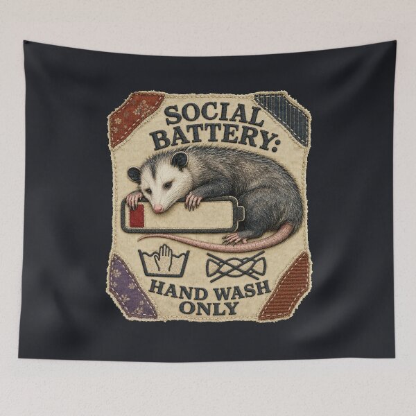 Item preview, Social Battery Opossum - Hand Wash Only designed and sold by PitsFusion.