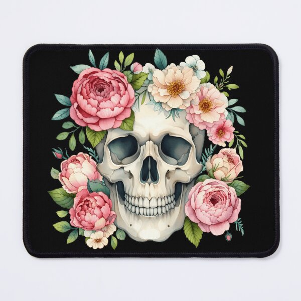 Item preview, Floral Skull with Peonies - Romantic Pastel Goth Illustration designed and sold by Lorraine Cozy Corner.