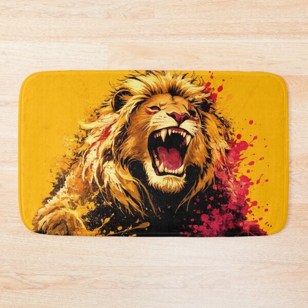 Item preview, Roaring Lion Watercolor Paint Splatter Art – Fiery Golden & Crimson Wildlife Graphic T-Shirt designed and sold by BLUESKY11a.