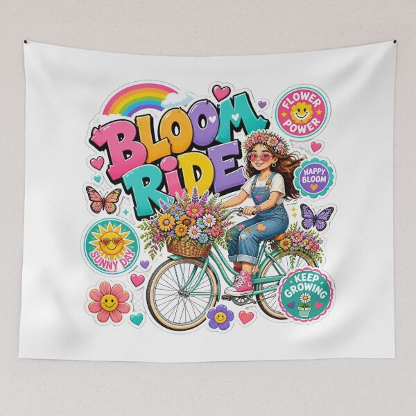 Item preview, BLOOM RIDE Graffiti Sticker PNG | Cute Bicycle Girl Floral Aesthetic | Colorful Spring Flowers Vinyl Decal for Laptop, Water Bottle & Journal designed and sold by Stylestickers55.