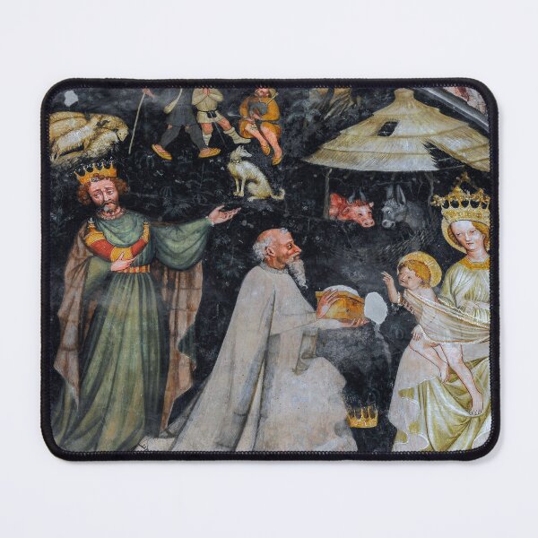 Item preview, Sheepdog, shepherds and bagpipes in Nativity fresco designed and sold by TerryKerrImages.