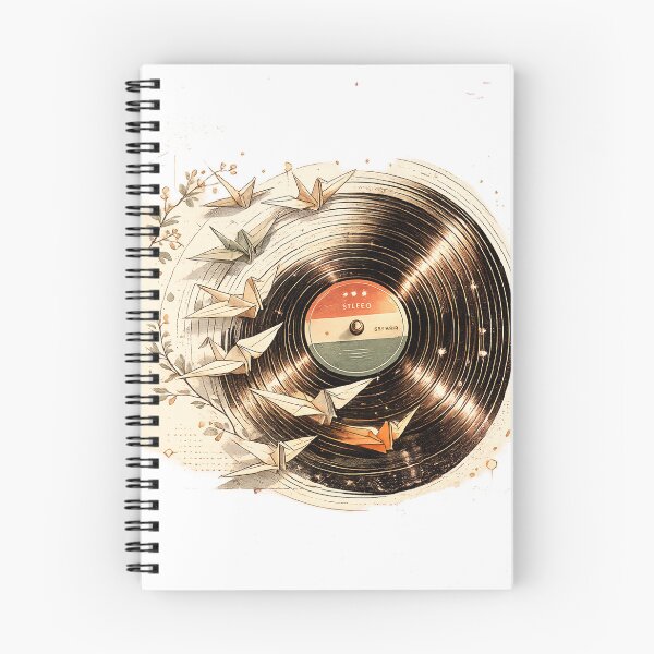 Item preview, Folded into Grooves | Origami Cranes & Vinyl Record Illustration designed and sold by Golden Era Studio.
