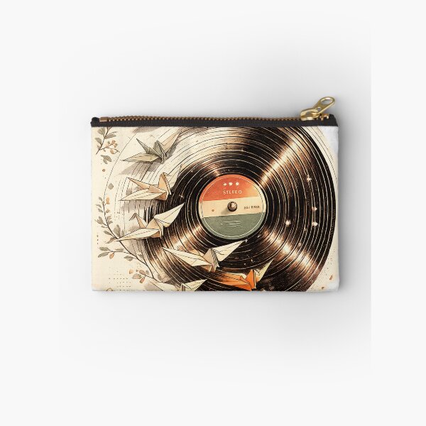 Item preview, Folded into Grooves | Origami Cranes & Vinyl Record Illustration designed and sold by Golden Era Studio.
