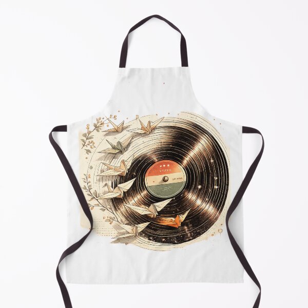 Item preview, Folded into Grooves | Origami Cranes & Vinyl Record Illustration designed and sold by Golden Era Studio.