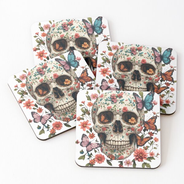 Item preview, Floral Skull with Butterflies | Gothic Botanical Aesthetic Sticker Design designed and sold by Shivamartwark.