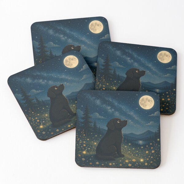 Item preview, Moon Observer – Black Labrador Under the Milky Way | Fantasy and Nature Illustration designed and sold by Goodthingstree.