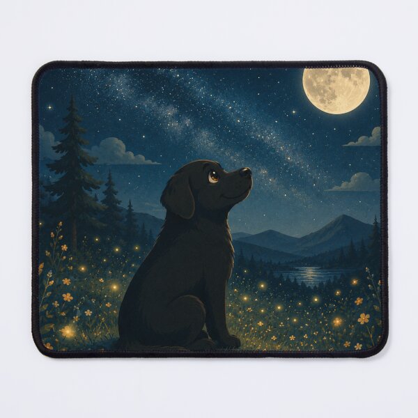Item preview, Moon Observer – Black Labrador Under the Milky Way | Fantasy and Nature Illustration designed and sold by Goodthingstree.