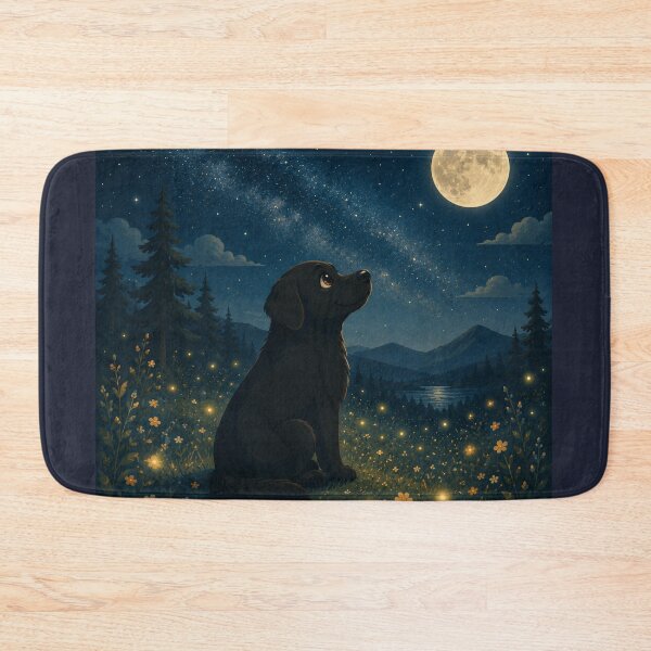 Item preview, Moon Observer – Black Labrador Under the Milky Way | Fantasy and Nature Illustration designed and sold by Goodthingstree.