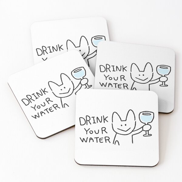 Item preview, Drink Your Water Cat Sticker | Cute Hydration Reminder | White Cat Kawaii Illustration designed and sold by lazydayz16.