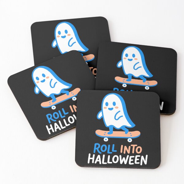 Item preview, Roll Into Halloween Skateboarding Ghost Cute Spooky Season designed and sold by TeNovaStudio ⭐⭐⭐⭐⭐.