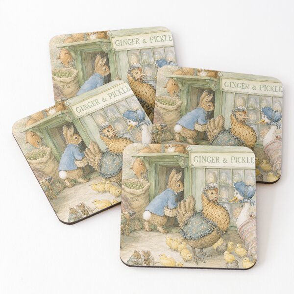 Item preview, Peter Rabbit Wall Art Vintage Watercolor Shopping Scene for Children's Nursery designed and sold by RickE.