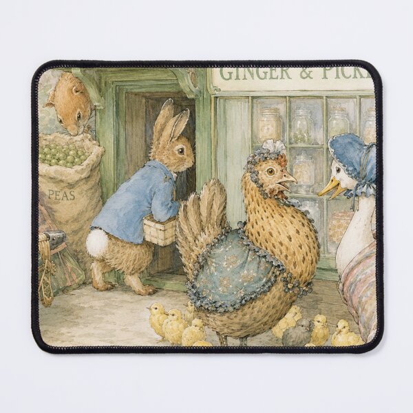 Item preview, Peter Rabbit Wall Art Vintage Watercolor Shopping Scene for Children's Nursery designed and sold by RickE.