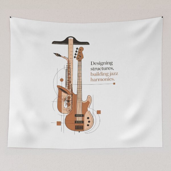 Item preview, Architect Bass & Saxophone - Designing Structures Building Jazz Harmonies  designed and sold by Art-Arcade6.