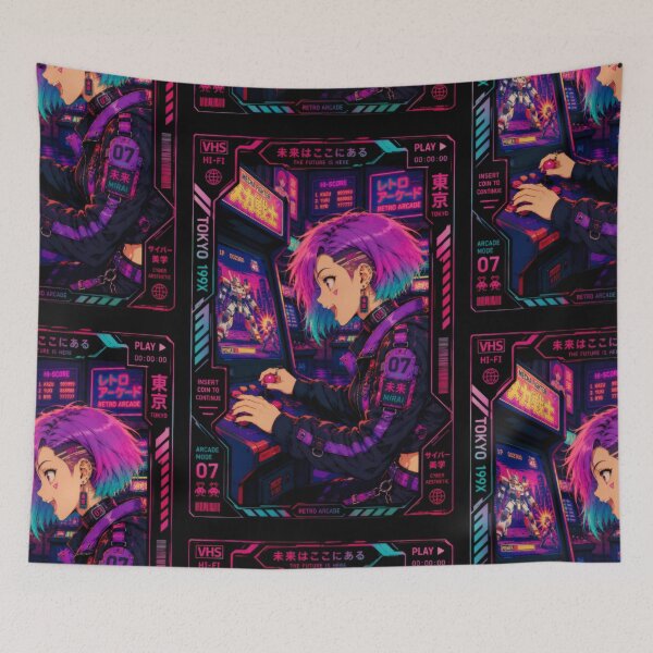 Item preview, Cyberpunk Arcade Girl - Retro Gaming Anime designed and sold by Apocalyptic Art Studio.