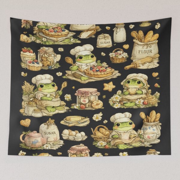 Item preview, Cute Cottagecore Frog Seamless Pattern | Whimsical Forest Frogs, Mushrooms & Wildflowers designed and sold by AvalonTshirts.