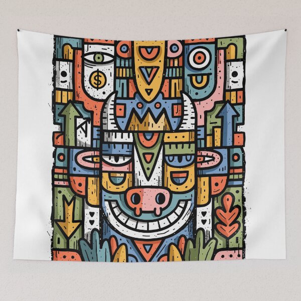Item preview, Vibrant Doodle Folk Art Spirit King designed and sold by Romgora.